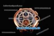 Cartier Ballon Bleu De Tourbillon Moonphase Asia Automatic Rose Gold Case with Black Dial and Roman Numeral Markers