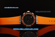 Hublot Big Bang Chronograph Swiss Quartz Movement PVD Case with Orange Diamond Bezel and Orange Rubber Strap-Lady Model