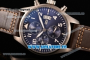 IWC Pilot’s Watch Chronograph Edition "Le Petit Prince" Swiss Valjoux 7750 Automatic Steel Case with Blue Dial Brown Leather Strap and White Arabic Numeral Markers