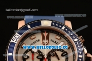 Ulysse Nardin Maxi Marine Diver Chronograph Miyota OS20 Quartz Rose Gold Case with Silver Dial White Markers and Blue Rubber Strap
