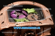 Richard Mille RM19-02 Tourbillon Fleur 9015 Auto Rose Gold Case with Black Dial and Black Rubber Strap