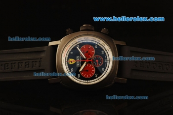 Ferrari Chronograph Quartz PVD Case with Black Dial/Red Subdials and Black Rubber Strap