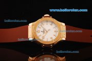 Hublot Big Bang King Swiss Quartz Movement Rose Gold Case with White Dial and Brown Rubber Strap