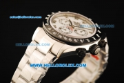 Rolex Daytona Chronograph Swiss Valjoux 7750 Automatic Movement White Dial with PVD Bezel and Steel Strap