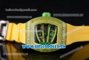 Richard Mille RM 59-01 Miyota 9015 Automatic Carbon Nanotubes Case with Skeleton Dial Yellow Inner Bezel and Yellow Rubber Strap