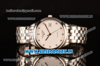 Longines Master Swiss ETA 2824 Automatic Full Steel with White Dial and Diamonds Markers