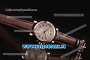 Breguet Marine Big Date Clone Breguet Automatic Steel Case with White Dial and Brown Leather Strap