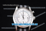 Rolex Pre-Daytona Chrono Miyota OS20 Quartz Steel Case with White Dial Stick Markers and Black/Grey Nylon Strap