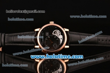 A.Lange&Sohne Lange 1 Tourbillon Asia Automatic Rose Gold Case with Black Leather Bracelet and Black Dial