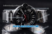 Cartier Ballon Bleu de Cartier Large Asia 2813 Automatic Carbon Case with Black Dial and PVD Bracelet Roman Numeral Markers