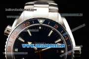 Omega Seamaster Planet Ocean 600M Co-axial GMT Clone Omega 8605 Automatic Steel Case Blue Dial With Stick Markers Steel Bracelet-1:1 Original(KW)