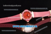 Hublot Big Bang Tutti Japanese Miyota Quartz Rose Gold Case with Red Dial Stick Markers and Pink Rubber Strap