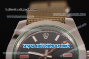 Rolex Milgauss Asia Automatic Steel Case with Black Dial and Army Nylon Strap - Stick Markers