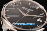 Patek Philippe Calatrava Swiss ETA 2824 Automatic Steel Case with Black Leather Strap Black Dial and Stick Markers