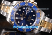 Rolex Submariner Miyota 8215 Automatic Two Tone Case/Bracelet with Blue Dial and Dot Markers