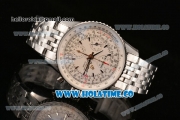 Breitling Montbrillant Datora Chrono Swiss Valjoux 7751 Automatic Steel Case/Bracelet with White Dial and Stick Markers - 1:1 Original (J12)