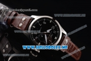 IWC Big Pilot Clone IWC 51111 Automatic Steel Case with Black Dial White Hands and Brown Leather Strap Arabic Numeral Markers