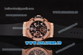 Hublot Big Bang Chrono Miyota OS20 Quartz Diamonds/Rose Gold Case with Black Dial and Diamonds Bezel