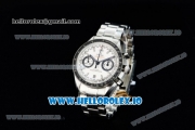 Omega Speedmaster Racing Master Clone Omega 9900 Automatic Steel Case/Bracelet White Dial With Stick Markers(JH)