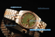 Rolex Datejust Automatic Movement ETA Coating Case with Green MOP Dial and Two Tone Strap