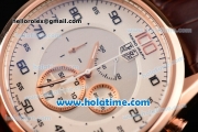 Tag Heuer Mikrograph Chrono Miyota OS10 Quartz Rose Gold Case with Brown Leather Strap and White/Grey Dial