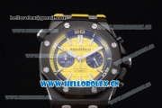 Audemars Piguet Royal Oak Offshore Diver Chrono Miyota OS20 Quartz PVD Case with Yellow Dial Stick Markers and Yellow Rubber Strap (EF)