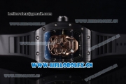 Richard Mille RM052 Miyota 9015 Automatic PVD Case with Skull Dial Dot Markers and Black Rubber Strap