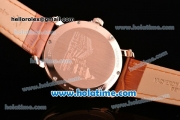 Vacheron Constantin Malte Miyota Quartz Rose Gold Case with Brown Leather Bracelet White Dial and Stick Markers