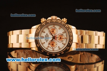 Rolex Daytona Swiss Valjoux 7750 Automatic Full Rose Gold with White Dial