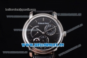 Audemars Piguet Jules Audemars Dual Time Asia ST25 Automatic Steel Case Black Dial Stick Markers and Black Leather Strap