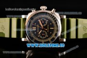 Panerai Radiomir 1940 Chronograph ORO Branco PAM 520 Asia Automatic Steel Case with Black Dial Dot Markers and Green Rubber Strap