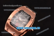 Richard Mille RM 007 Miyota 9015 Automatic Rose Gold Case with Skeleton Dial and White Arabic Numeral Markers (K)