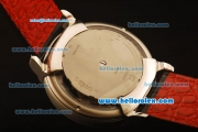 Chopard L.U.C Asia 6498 Manual Winding Steel Case with White Dial and Black Leather Strap