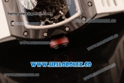 Richard Mille RM 055 Miyota 9015 Automatic Carbon Fiber Case with Skeleton Dial and White Rubber Strap