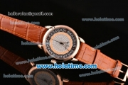 Vacheron Constantin Metiers D Art Miyota OS2035 Quartz Rose Gold Case with White Dial and Brown Leather Strap