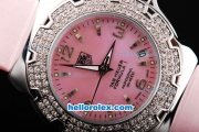 Tag Heuer Formula 1 Quartz Movement Silver Case with Diamond Bezel-Pink Dial and Pink Leather Strap-Lady Size