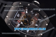 Richard Mille RM 022 Carbone Tourbillon Aerodyne Double Time Zone Japanese Miyota 6T51 Manual Winding PVD Case with Skeleton Dial and Black Rubber Strap - 1:1 Original