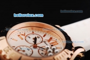 Chopard Happy Sport Chronograph Miyota Quartz Movement Rose Gold Case with White Dial and Rose Gold Bezel