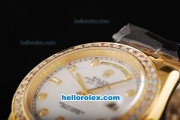 Rolex Day Date II Automatic Movement Full Gold with Diamond Bezel-White Dial and Diamond Markers