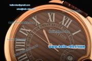 Cartier Ballon Bleu De Swiss ETA 2836 Automatic Rose Gold Case/Bezel with Brown Leather Strap Brown Dial Roman Markers