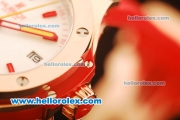 Hublot Big Bang Miyota Automatic Rose Gold Case with White Dial and Red Rubber Strap-Lady Size