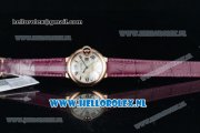 Cartier Ballon Bleu De Citizen Automatic Steel Case White Dial Roman Numeral Markers and Rose Red Genuine Leather Strap