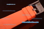 Hublot King Power Swiss ETA 2836 Automatic Carbon Fiber Case with Black Dial and Orange Rubber Strap