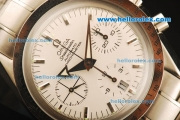 Omega Speedmaster Chronograph Swiss Valjoux 7750 Automatic Movement Full Steel with White Dial and Stick Markers