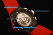 Hublot Big Bang Chronograph Swiss Valjoux 7750 Automatic Movement PVD Case with Red Dial and Red Rubber Strap