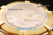 Tag Heuer Aquaracer Swiss ETA Quartz Movement Gold Bezel with Pink MOP Dial and Stick Markers