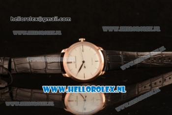 Girard Perregaux 1966 9015 Auto Rose Gold Case with White Dial and Black Leather Strap