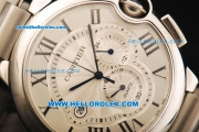 Cartier Ballon Bleu De Cartier Chronograph Swiss Quartz Movement Full Steel with White Dial and Black Roman Numerals