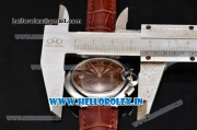 Cartier Ballon Bleu De Medium Chrono Miyota OS20 Quartz Steel Case with Brown Leather Strap and Brown Dial