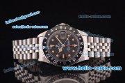 Rolex GMT Master Vintage Swiss ETA 2836 Automatic Full Steel with PVD Bezel and Black Dial-Orange Markers